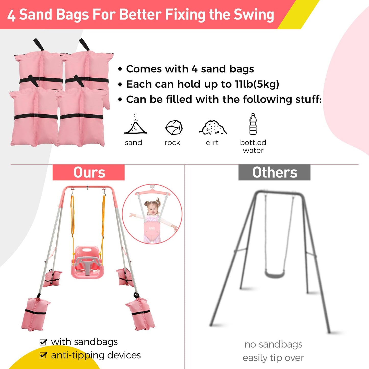 FUNLIO 2 in 1 Swing Set for Toddler & Baby Jumper