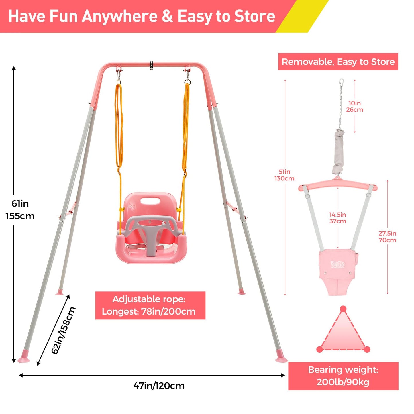 FUNLIO 2 in 1 Swing Set for Toddler & Baby Jumper