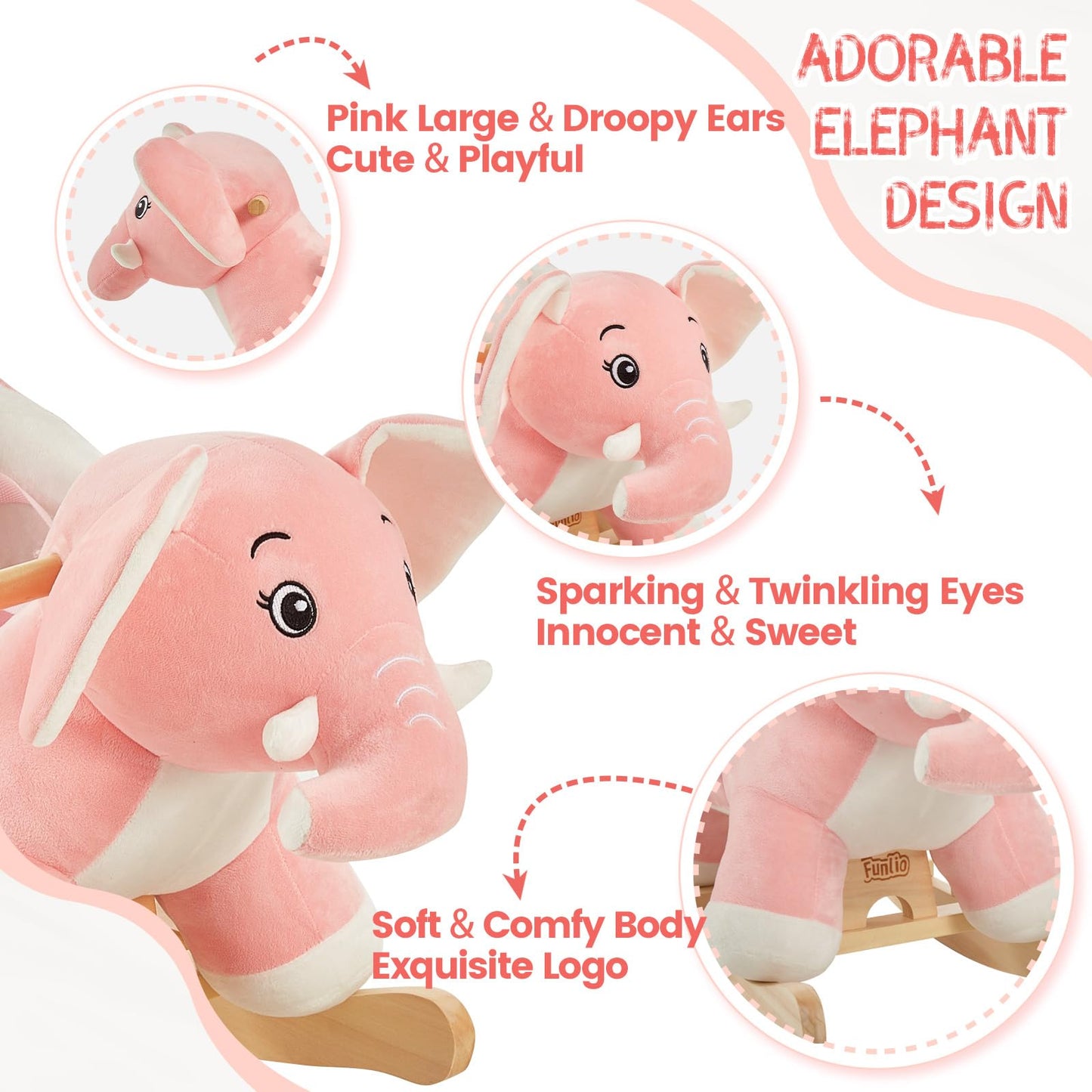 FUNLIO Elephant Baby Rocking Horse for Toddlers 6 Months to 3 Years