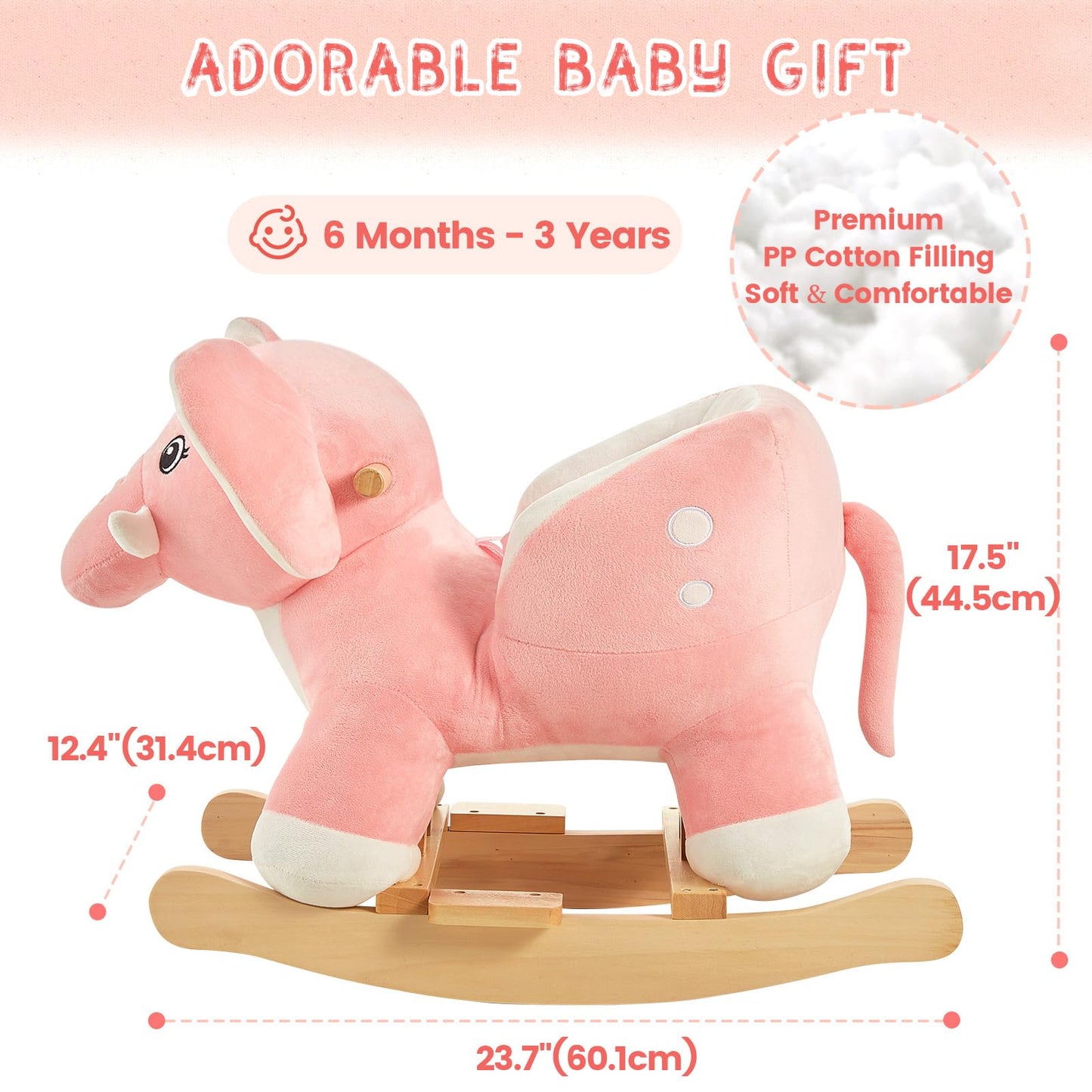 FUNLIO Elephant Baby Rocking Horse for Toddlers 6 Months to 3 Years