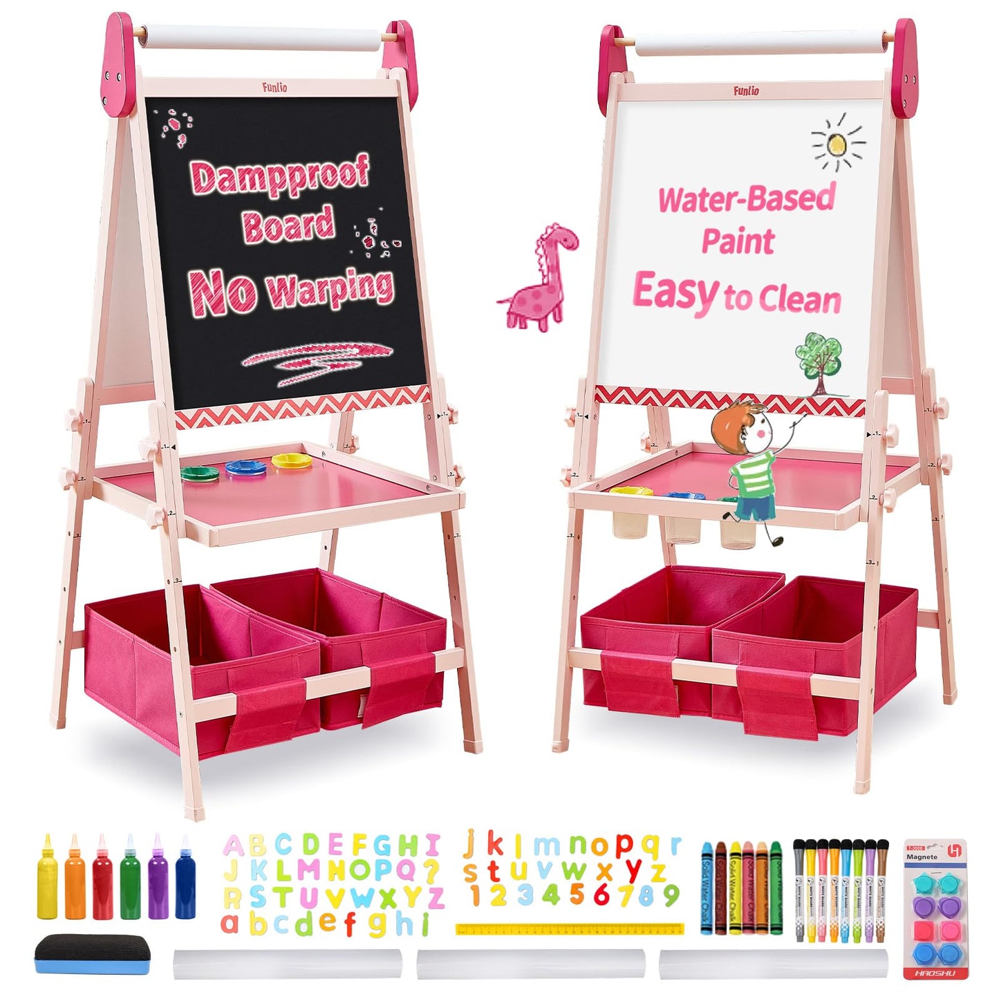 FUNLIO Kids Art Easel, 3 Height Adjustable for Kids Aged 2-8