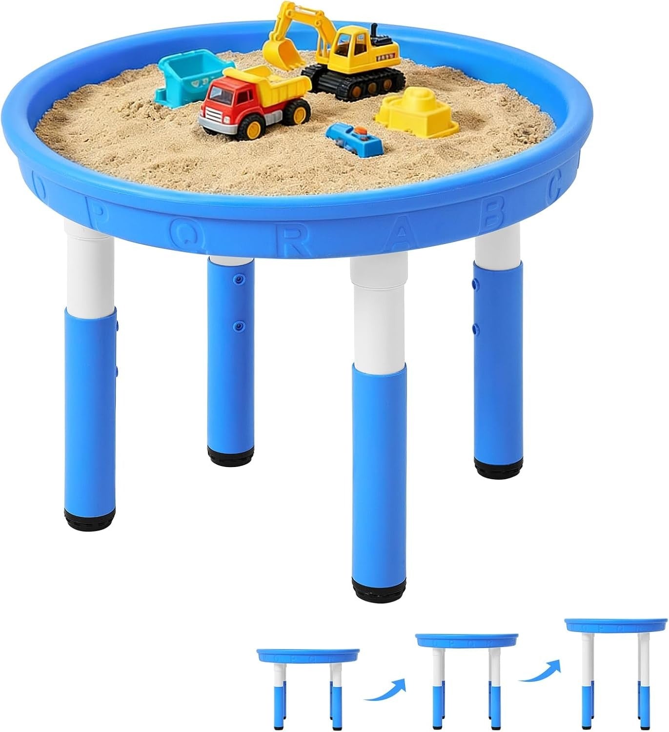 FUNLIO Sensory Table for Kids (27.6"), Height Adjustable Round Tuff Tray, Multi-Use as Water Table & Sand Table for Indoor & Outdoor, Easy 3-Min Assembly No Tools Needed - Blue