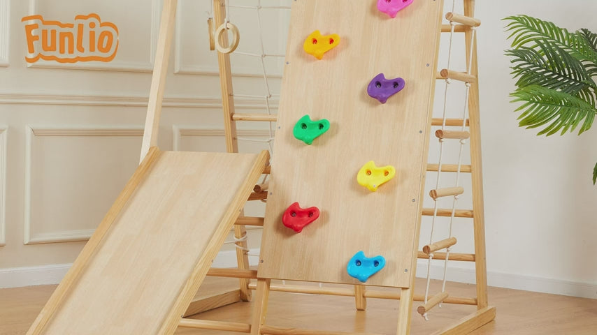 FUNLIO 8-in-1 Wood Indoor Playground for Kids 3-8 Years – funlio