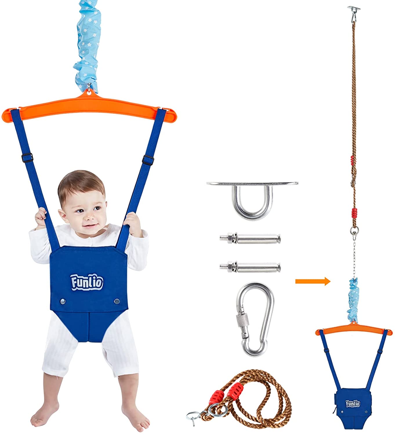 FUNLIO Baby Jumper with a Ceiling Hook for 6-24 Months