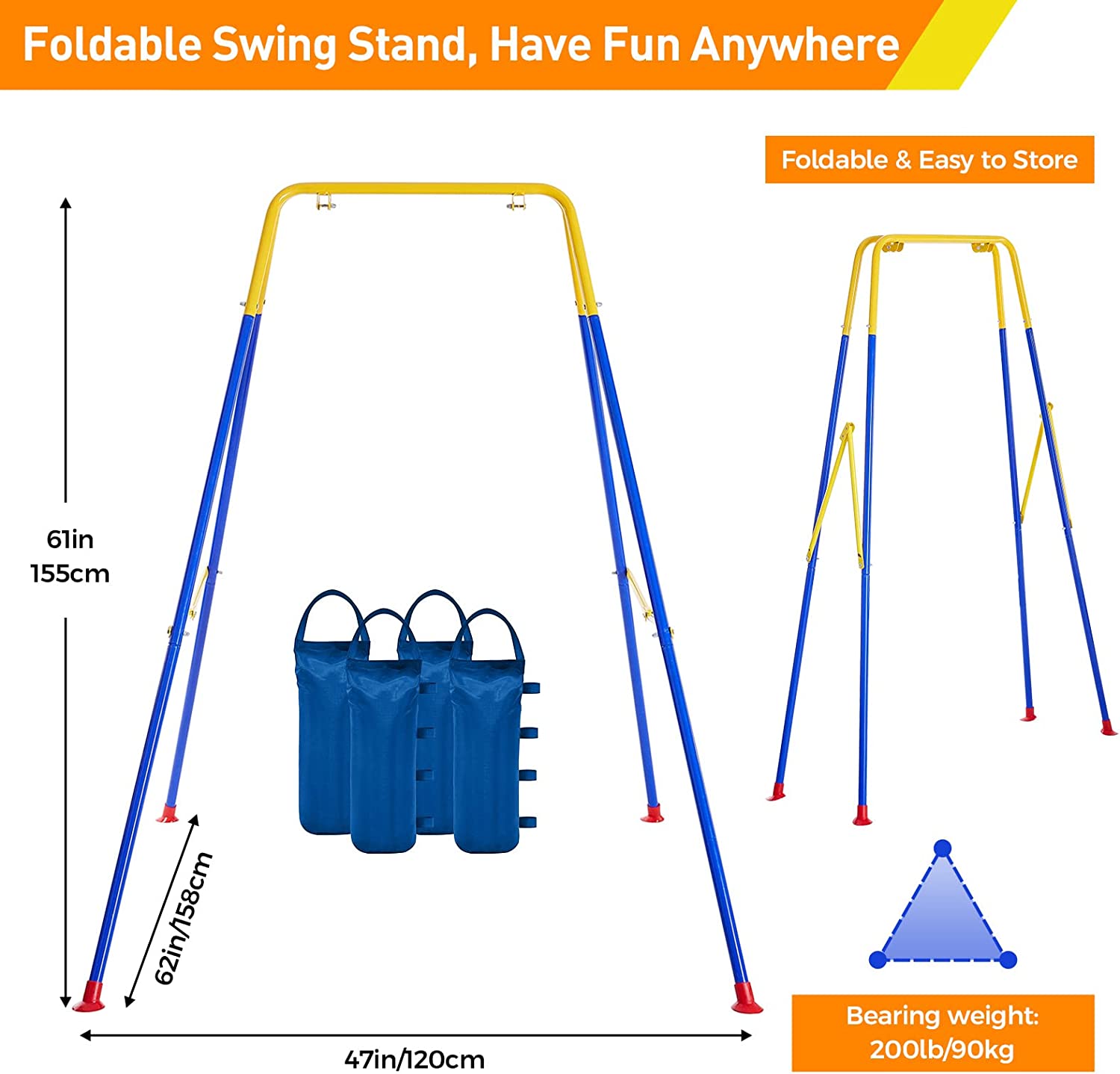 FUNLIO Foldable Swing Stand for Kids with 4 Sandbags – funlio