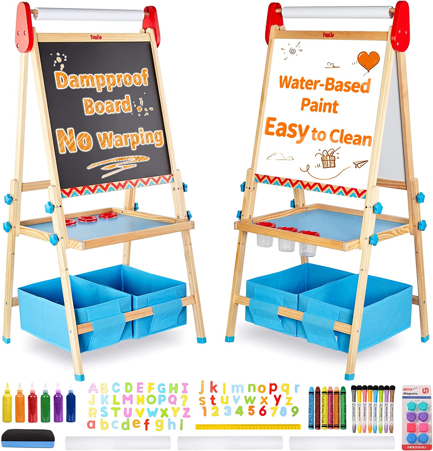 FUNLIO Kids Art Easel, 3 Height Adjustable for Kids Aged 2-8